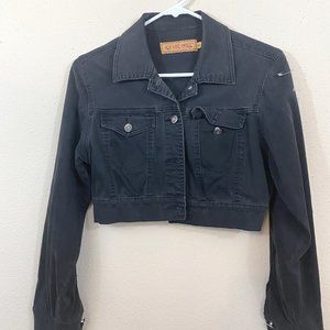 Heat Wave Vintage Black Cropped Jean Jacket Size M